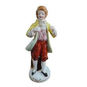 Occupied JAPAN Vintage Porcelain Colonial Man Figurine with Yellow Coat